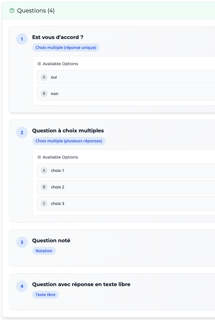 Configuration des sondages